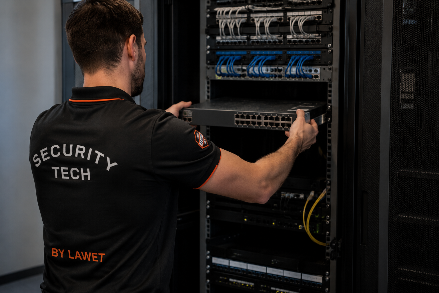 LAWAPU Managed Server — serverrack med LAWET-logo